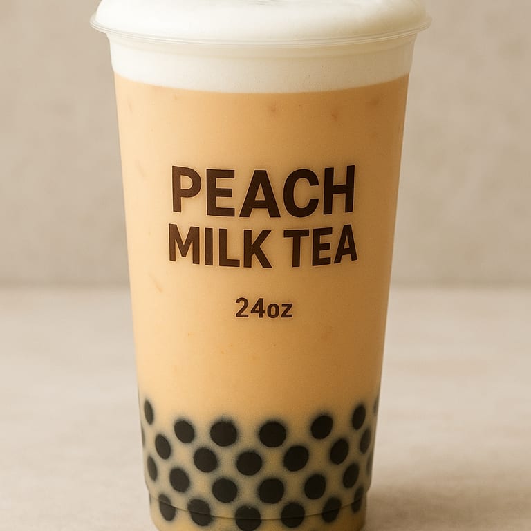 Indulge in our peach milk tea